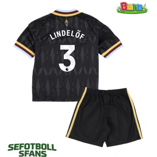 Aston Villa Victor Lindelof #3 Bortaställ Barn 2026-27 Kortärmad (+ Korta byxor)
